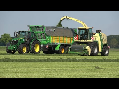 Gras hakselen door loonbedrijf Wemekamp met Krone BigX 650 en nieuwe Joskin silagewagens (2025)