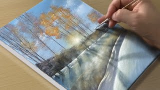 Snowy Morning Painting - Acrylic Painting for Beginners