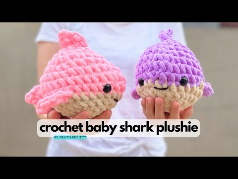 Crochet Baby Shark Plushie Tutorial | Crochet Along Step-by-step