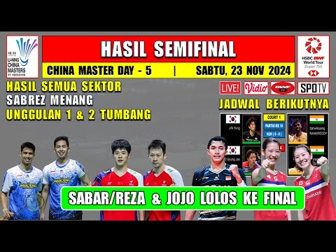 SABAR/REZA & JOJO LOLOS KE FINAL ~ Hasil Semifinal China Master 2024 Hari Ini ~ Unggulan 1 & 2 Kalah