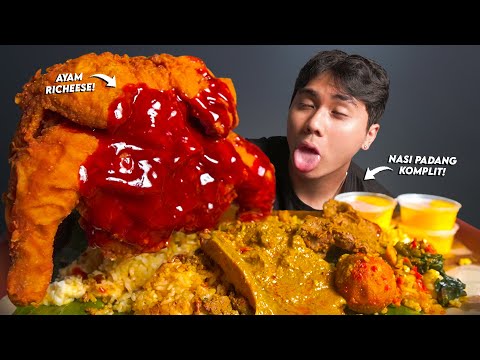 PARAH!! MUKBANG NASI PADANG BABAT + AYAM RICHEESE UTUH SIRAM SAUS PEDAS! COMBO MAUT!!🥵