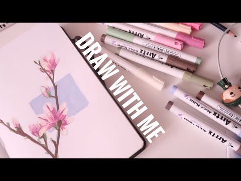 🪷 sketchbook diaries // draw with me using acrylic markers from arrtx