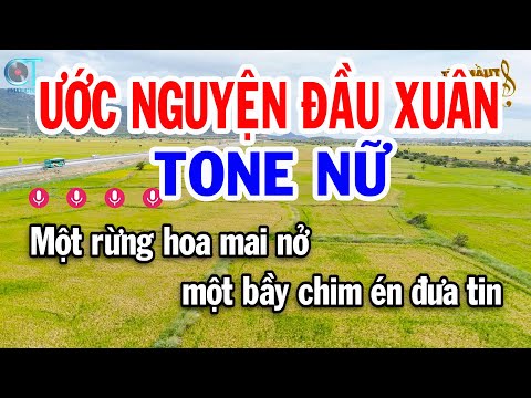 Karaoke Ước Nguyện Đầu Xuân Tone Nữ ( F#m ) Nhạc Xuân Mới || Karaoke Tuấn Kiệt