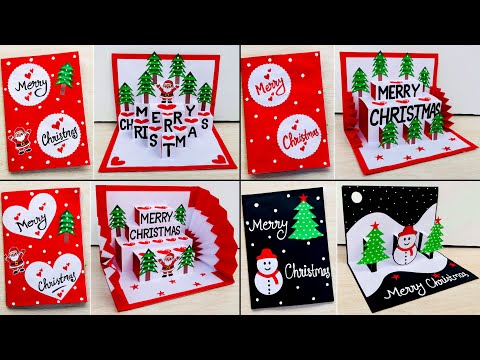 DIY 4 beautiful Christmas pop-up card // Christmas greeting card making easy // Merry Christmas card