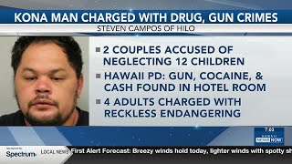 Loaded gun, cocaine found after 12 children discovered unsupervised at Kona hotel