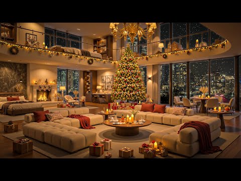 Luxury Christmas Living Room 🎄 Warm Relaxing Jazz Music for Peacecful Holiday