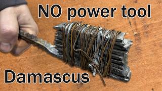 Making Damascus knife with No Power tools (except a vacuum cleaner)