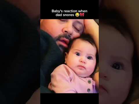 Baby's reaction when dad snores 😂🎀 #funny #cutebaby