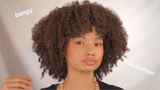 My Curly Hair Routine | No Part Method | styling bangs, definition, volume