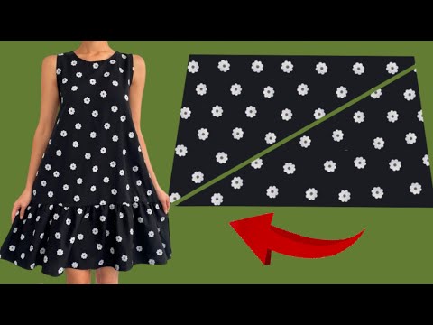 ♥️ New Very Simple Very Cute So Easy Pattern Dresses Tutorial💃Only 1. 5 meter fabric Only 10 Minute