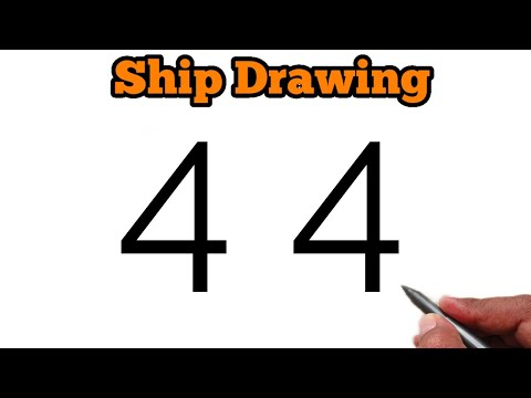 How to draw ship from number 4 | easy ship drawing easy | Ship drawing for beginners