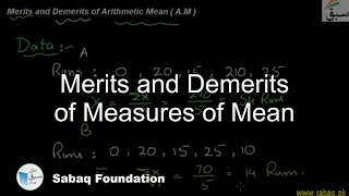 Merits and Demerits of Measures of Mean
