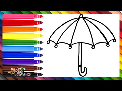 Draw and Color an Umbrella ☂️🌈 Drawings for Kids