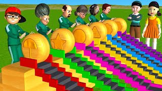 Scary Teacher 3D vs Squid Game Wheels Rolling Unlock Key Dalgona Candy Shapes Challenge Who's Boss