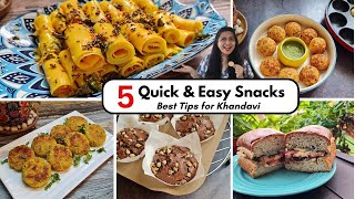 5 Must try Snacks recipe | Khandavi | Muffin | Murmura Cutlet | Appe | Sandwich | #foodforfoodies
