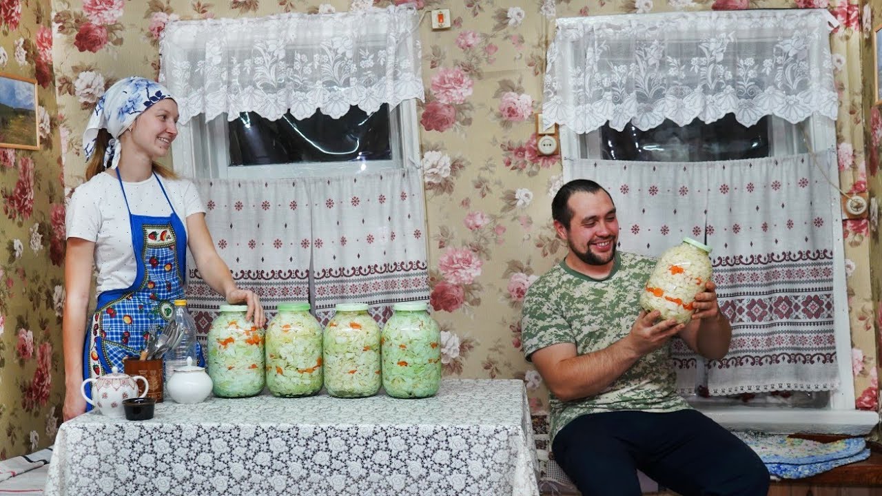 Жизнь молодой семьи в уральской деревне - самая вкусная капуста в банках и сушилка для посуды
