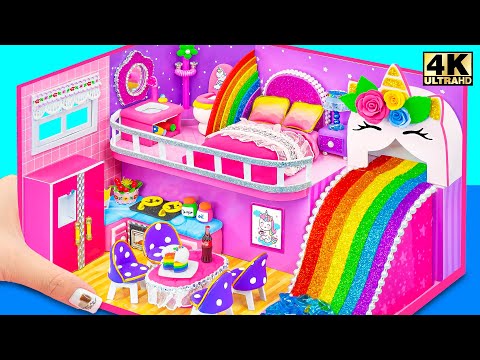 DIY Build Cute Purple Unicorn Miniature House with Rainbow Slide ❤️ DIY Miniature Clay House