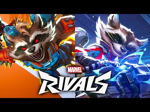 Marvel Rivals - All Rocket Raccoon Abilities, Skins, Emotes, Intro & MVP Animations (4K 60FPS)