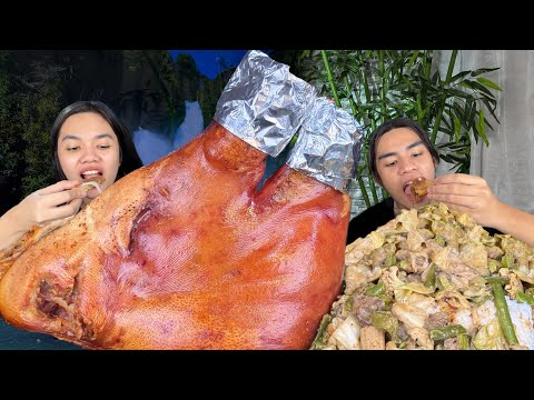 Oven Cooked Ulo ng Lechon & Chopsuey Mukbang Pinoy Mukbang