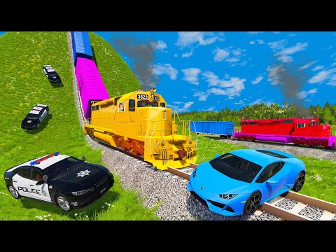 Trains vs Giant Bulge - Train Crash Compilation #1 -  BeamNG.drive