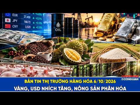 Bản tin thị trường hàng hóa ngày 6/10/2026: Vàng, USD nhích tăng, nông sản phân hóa