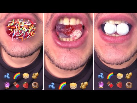 emoji food Challenge asmr SATISFYING  먹방 sour candy jello ...