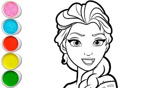 Cute Elsa Frozen Drawing for kids, Painting & Coloring for kids, Toddlers | Let's Draw Together