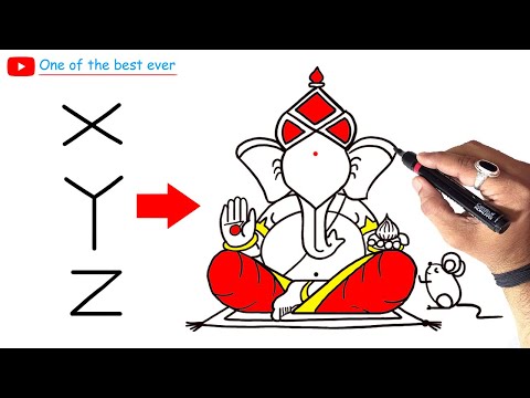 X Y Z से गणेश जी का सुंदर चित्र बनाना सीखे । One of the best Lord Ganesha drawing on ▶️ Youtube 🔴