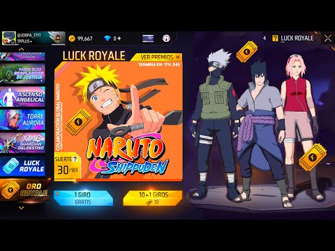 YA SALIO! NUEVA LUCK ORO ROYALE ESPECIAL NARUTO SHIPPUDEN EN FREE FIRE ENERO 2025 LATAM CLAIM FF