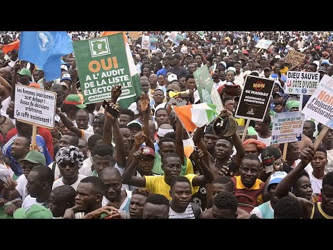YouTube video thumbnail: Ivory Coast: Thousands Protest Against Ouattara's Fourth Term bid