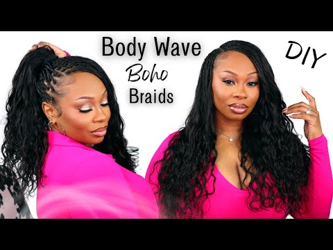 BODY WAVE BOHO BRAIDS/ DIY ft. YWIGS Hair