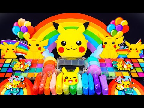 "Pokemon" Slime. Mixing Makeup into clear slime! 🌈ASMR🌈 #satisfying #슬라임 #pokemon (503)