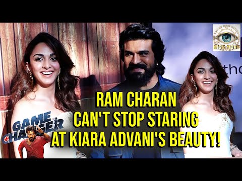 Ram Charan Cant Take Off His Eyes From Kiara's Beauty😍 At Bigg Boss18 Set | Game Changer Promotion