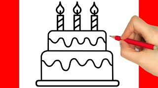 HOW TO DRAW A BIRTHDAY CAKE EASY
