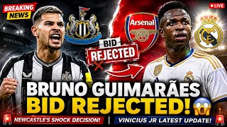 🚨 BRUNO GUIMARÃES BID REJECTED! 😱 Newcastle’s SHOCK Decision + VINICIUS JR LATEST UPDATE 🔴⚪