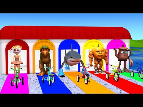 Long Slide Game With Cow Elephant Gorilla Hippopotamus Tiger 3d Animal Game Funny 3d Animals