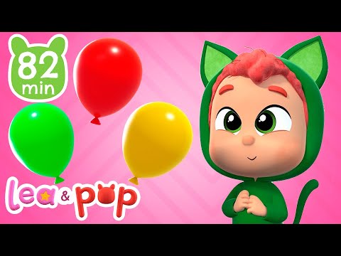 Pop e os gatinhos brincam com balões coloridos 😸🎈 Vídeos educativos para crianças em português