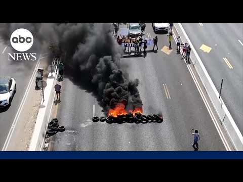 YouTube video thumbnail: Massive Protests Across Israel Mounted by Hostages' Families