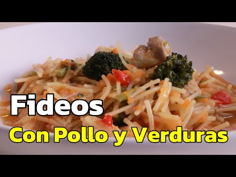 Fideos con pollo y verduras - @recetasdecocina