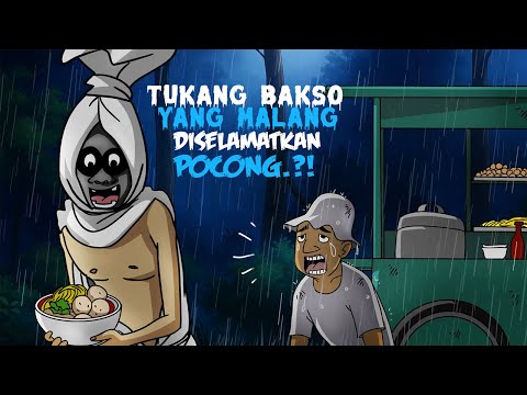 Pocong Menolong Tukang Bakso yang Malang - Kartun Hantu Lucu