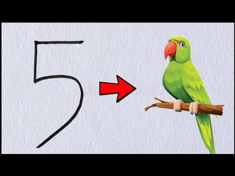 How to draw a parrot from Number 55|| parrot drawing easy| Number drawing| dp drawing tutorial