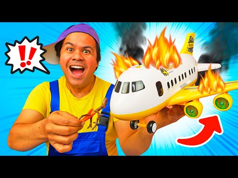 Ops, Quebrou! O Avião Quebrou no Meio da Ventania! Vídeo Infantil