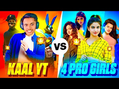 Me Vs 4 Pro girls 😨❤️ - grandmaster girls call me noob || papa ki pari ka attitude 😤 - free fire