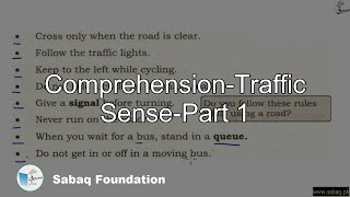 Comprehension-Traffic Sense-Part 1