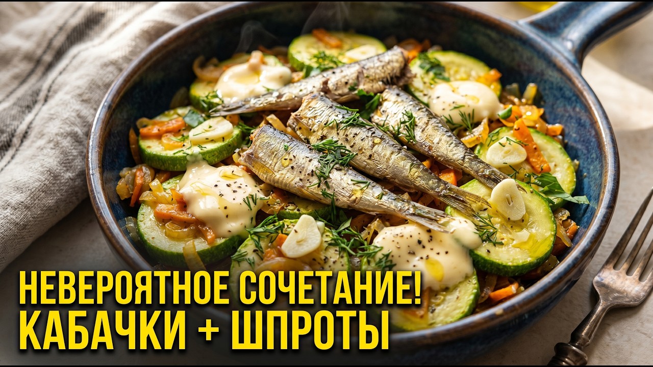 Кабачки со шпротами, вкуснейший салат из доступных продуктов. Закуска на все случаи жизни!