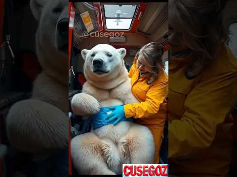 A polar bear injured for a long time was helped by veterinarians to bandage his wound