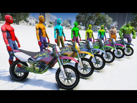 SPIDERMAN DIRT BIKE STUNT PARKOUR COURSE - EXTREME SNOW HILL CHALLENGE