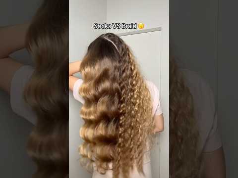 Socks or Braid?🧐 #music #love #hairtok #hairstyle #heatlesscurls #hair #heatlesshairstyle #braids