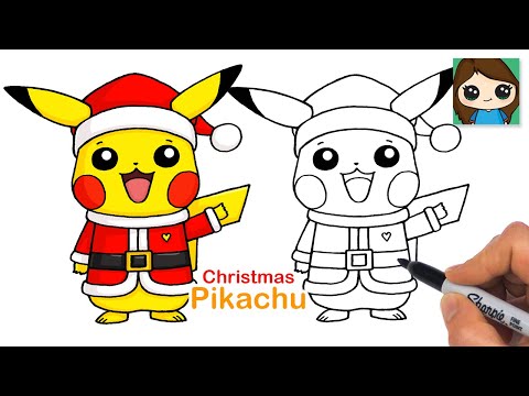 How to Draw Santa Pikachu | Pokemon Christmas