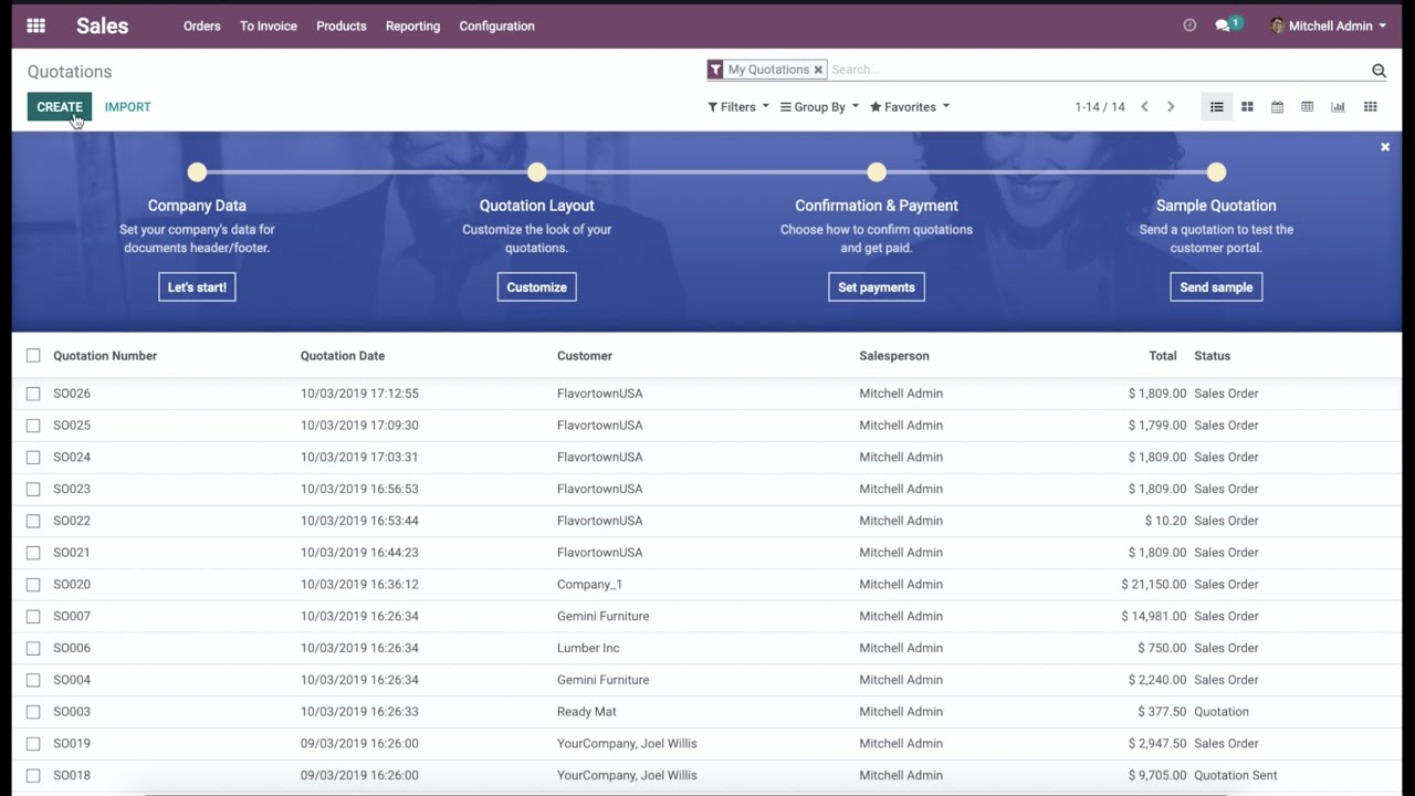 Sales Order to Invoice with Odoo ERP | 10/7/2019

Odoo is a modern and elegant ERP System with a modular layout that makes it extremely fast to configure to the needs of complex ...